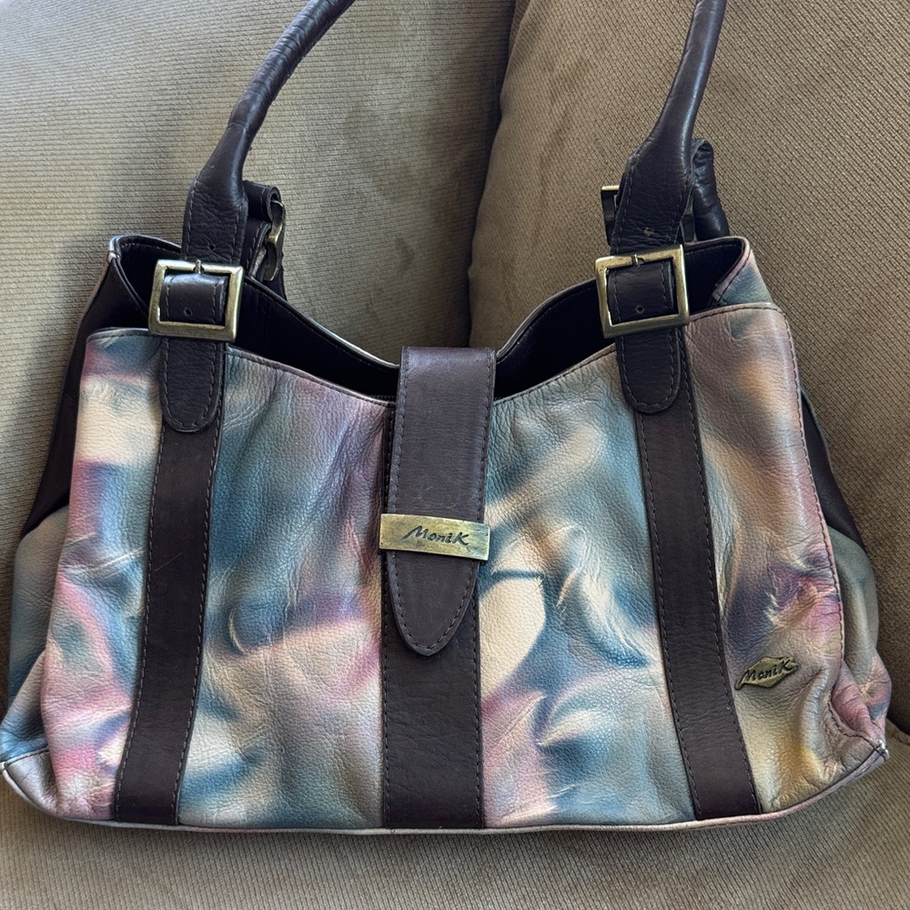Iridescent Multi-Color Shoulder Bag with Dark Trim